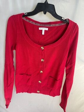 Aeropostale  Red Scoop Neck Button Cardigan